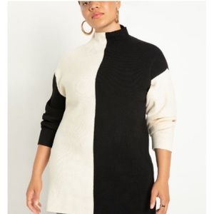 Eloquii Cotton Mockneck Tunic Sweater